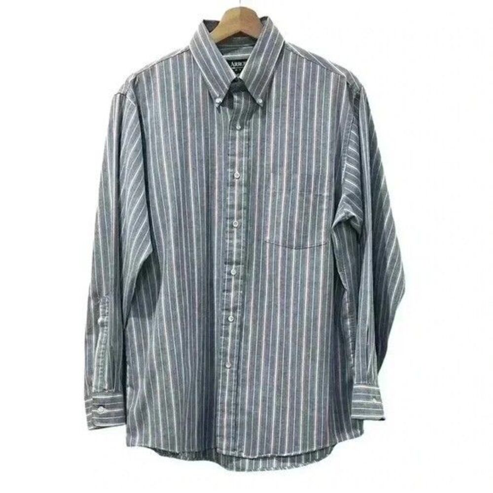 Arrow Dover Men Blue Button Up Shirt Size 32/33 Neck 16